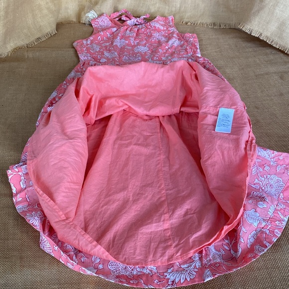 JCREW Factory Tie Neck Vivid Coral & white Floral MIDI Dress With Pockets - Picture 11 of 14